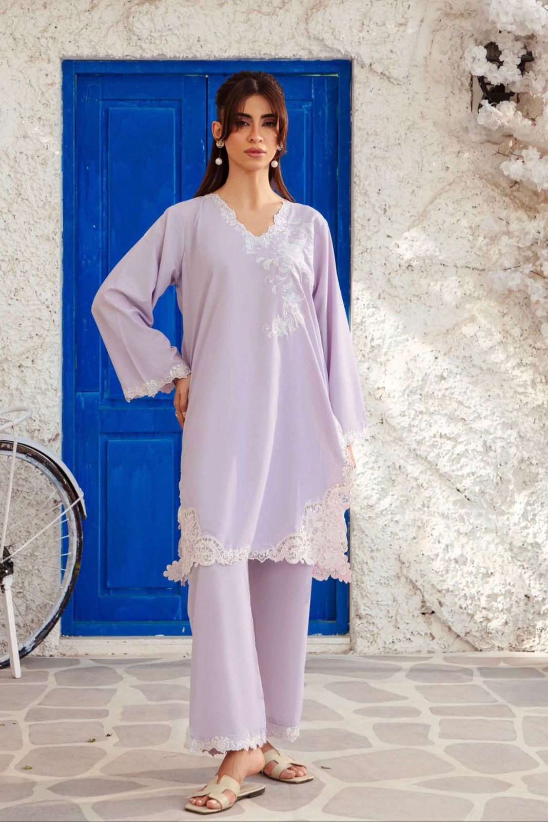 AMAL Lilac Lace Co-ord Set – Front View