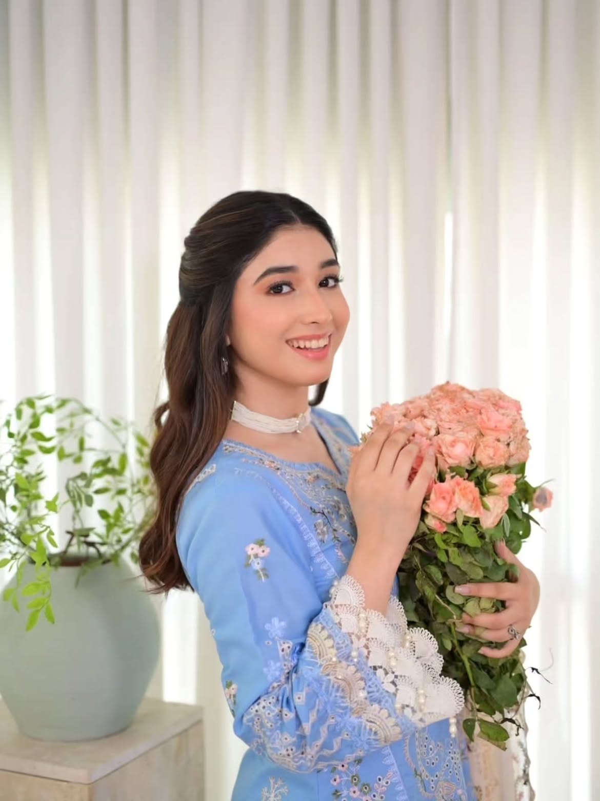 Sky Blue Chikankari Suit - Side Pose