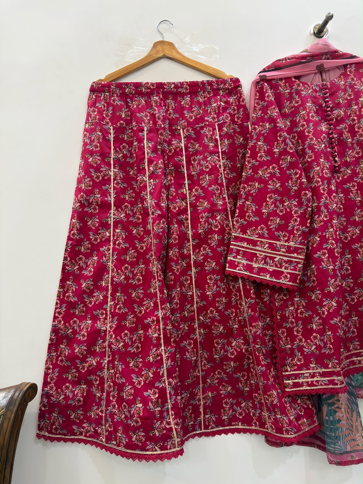 Deep Magenta Printed Lawn 3 Piece Suit